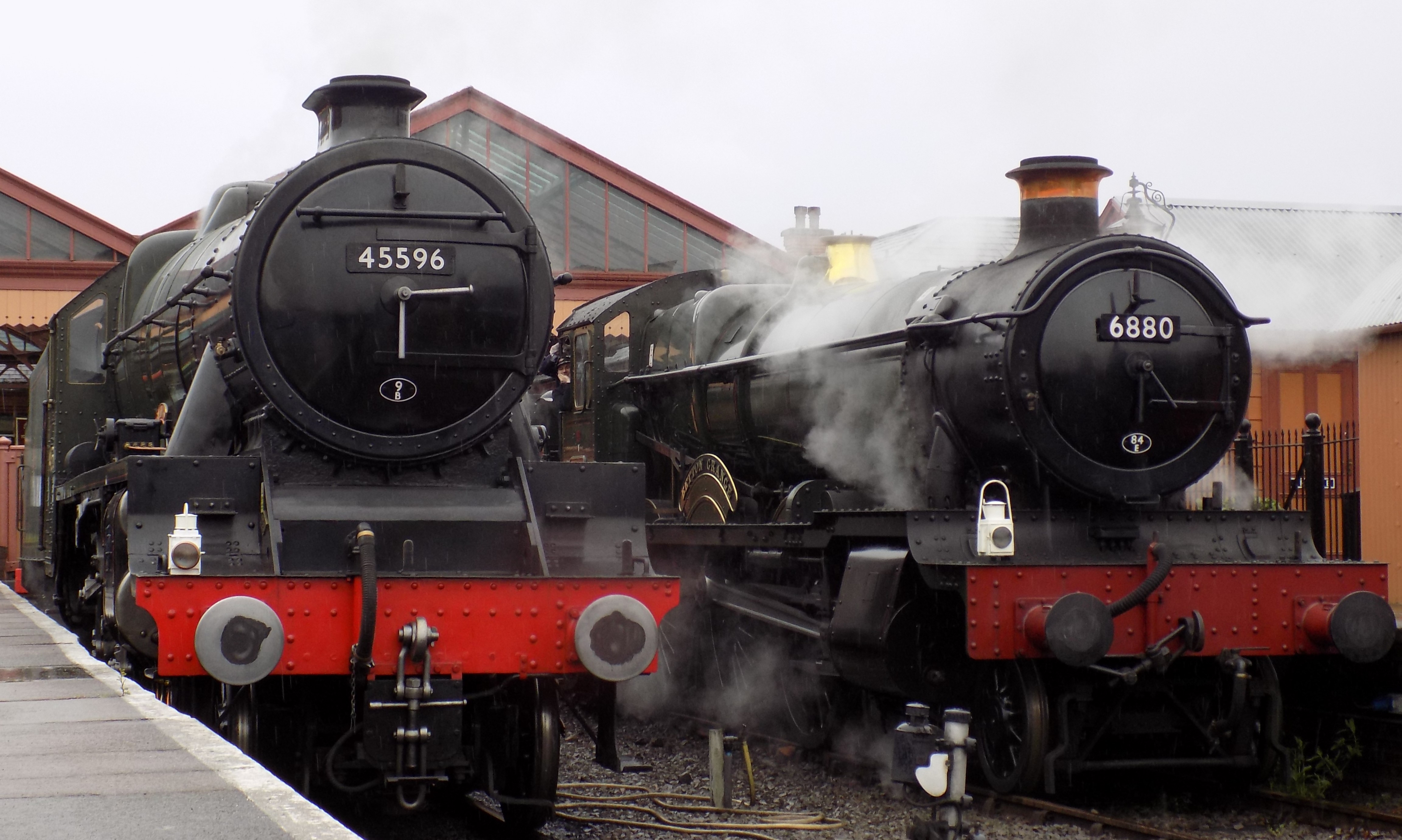 LMS Bahamas and GWR Betton Grange sit at Kidderminster Town.